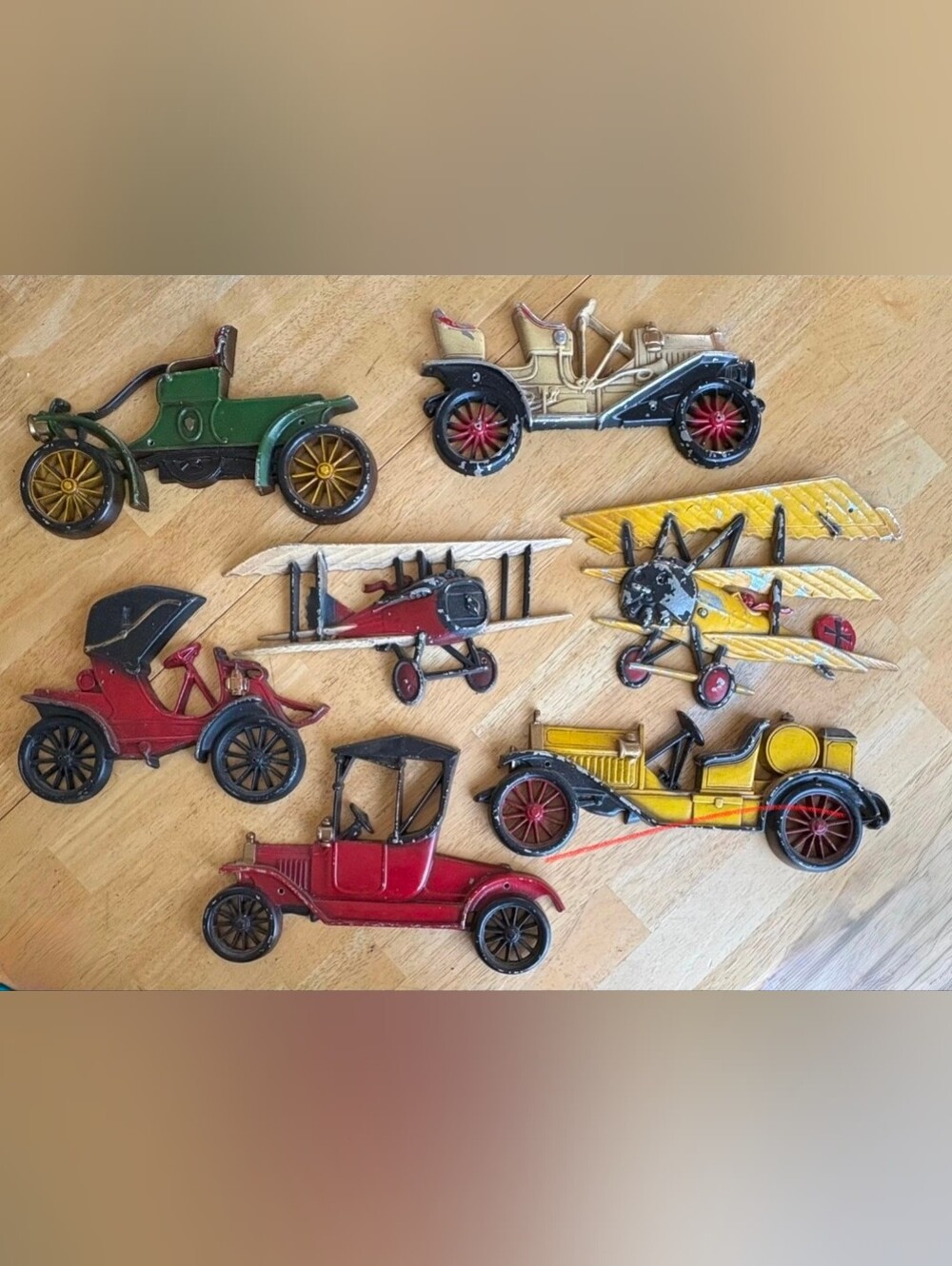 Vintage Sexton HOMCO Midwest Metal Wall Decor Lot 7 Cars Airplanes